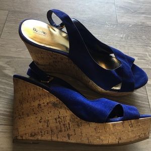 COBALT BLUE SUEDE WEDGES